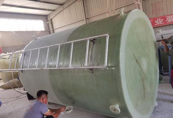 1800x6050 FRP Tanque de almacenamiento con válvula de drenaje, tanque químico FRP resistente a la corrosión