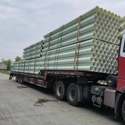 Tratamiento de agua tubo de fibra de vidrio de FRP ligero tubo redondo de FRP con brida impresa
