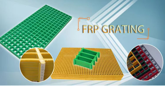 Rejilla de malla de FRP GRP cuadrada de trabajo pesado, Rejilla de suelo de fibra de vidrio Resistencia a la corrosión