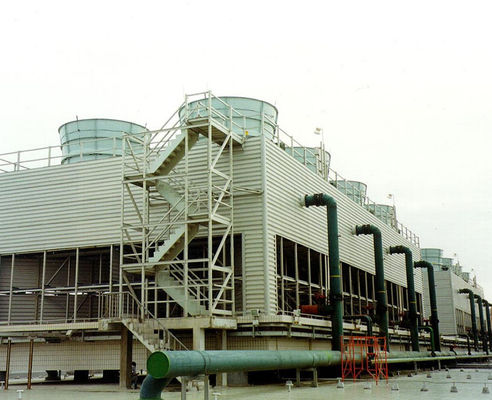 Torre de refrigeración de flujo de FRP Cuadrado Redondo GRP Cuadrado Tipo de refrigeración de flujo cruzado