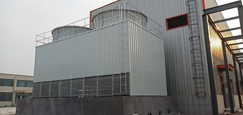 FRP GRP estructura doble entrada de aire torre de refrigeración de agua flujo cruzado cuadrado bajo ruido